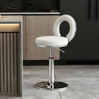 Glam Metal Round Adjustable Bar Stools with Cushions for Kitchen
