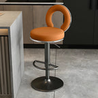 Glam Metal Round Adjustable Bar Stools with Cushions for Kitchen