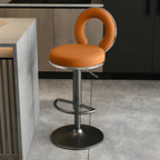 Glam Metal Round Adjustable Bar Stools with Cushions for Kitchen