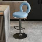 Glam Metal Round Adjustable Bar Stools with Cushions for Kitchen