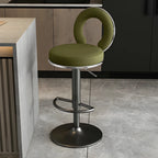 Glam Metal Round Adjustable Bar Stools with Cushions for Kitchen