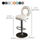 Glam Metal Round Adjustable Bar Stools with Cushions for Kitchen
