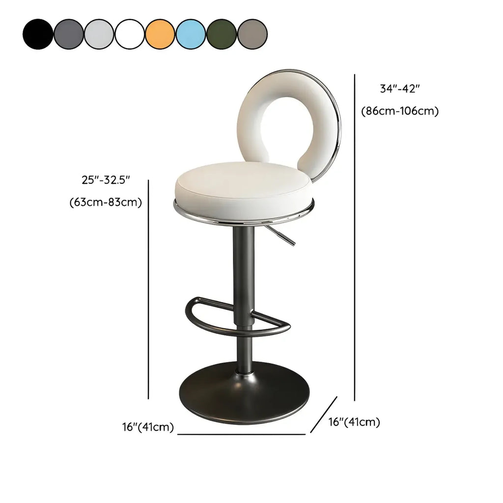 Glam Metal Round Adjustable Bar Stools with Cushions for Kitchen