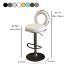 Glam Metal Round Adjustable Bar Stools with Cushions for Kitchen