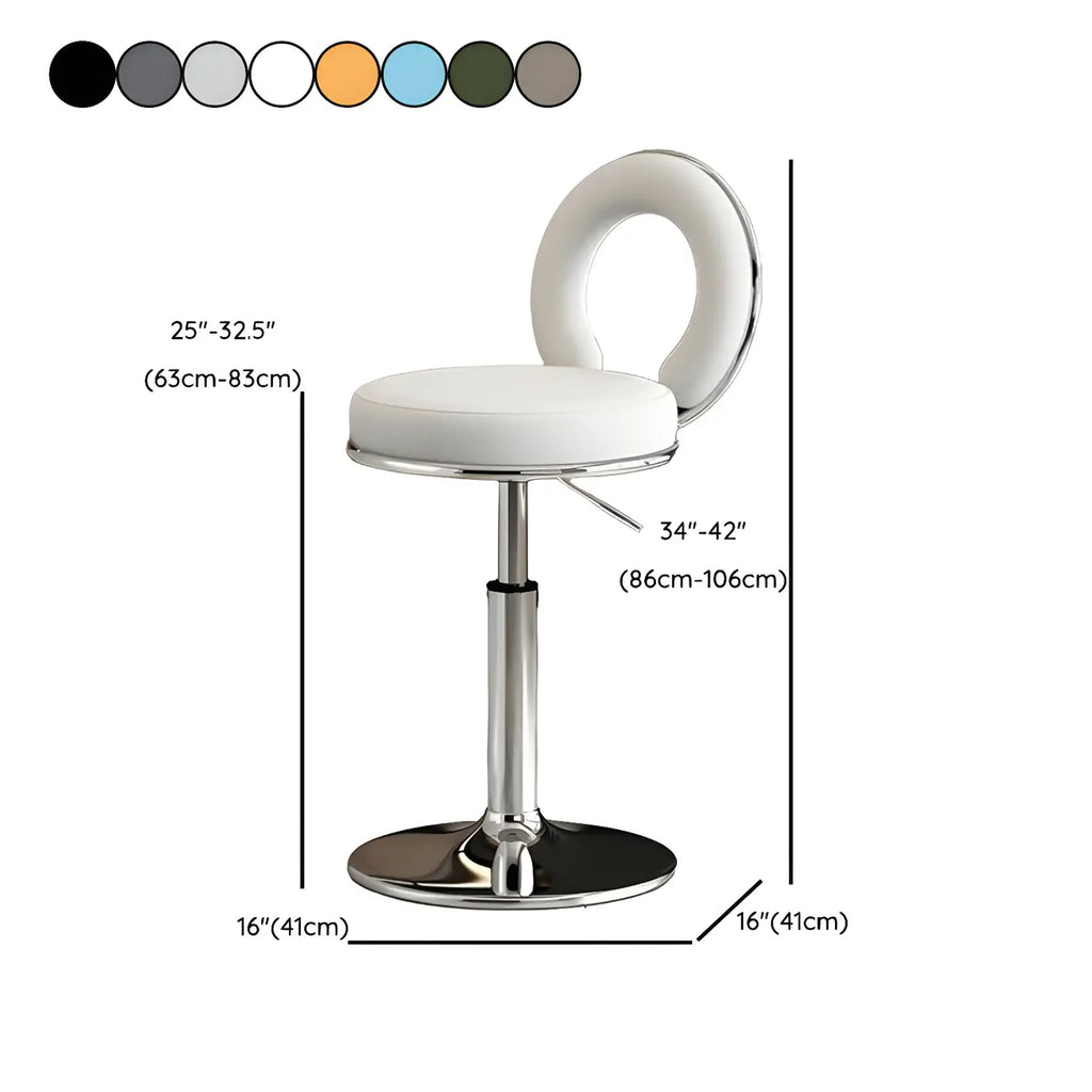 Glam Metal Round Adjustable Bar Stools with Cushions for Kitchen