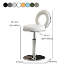 Glam Metal Round Adjustable Bar Stools with Cushions for Kitchen