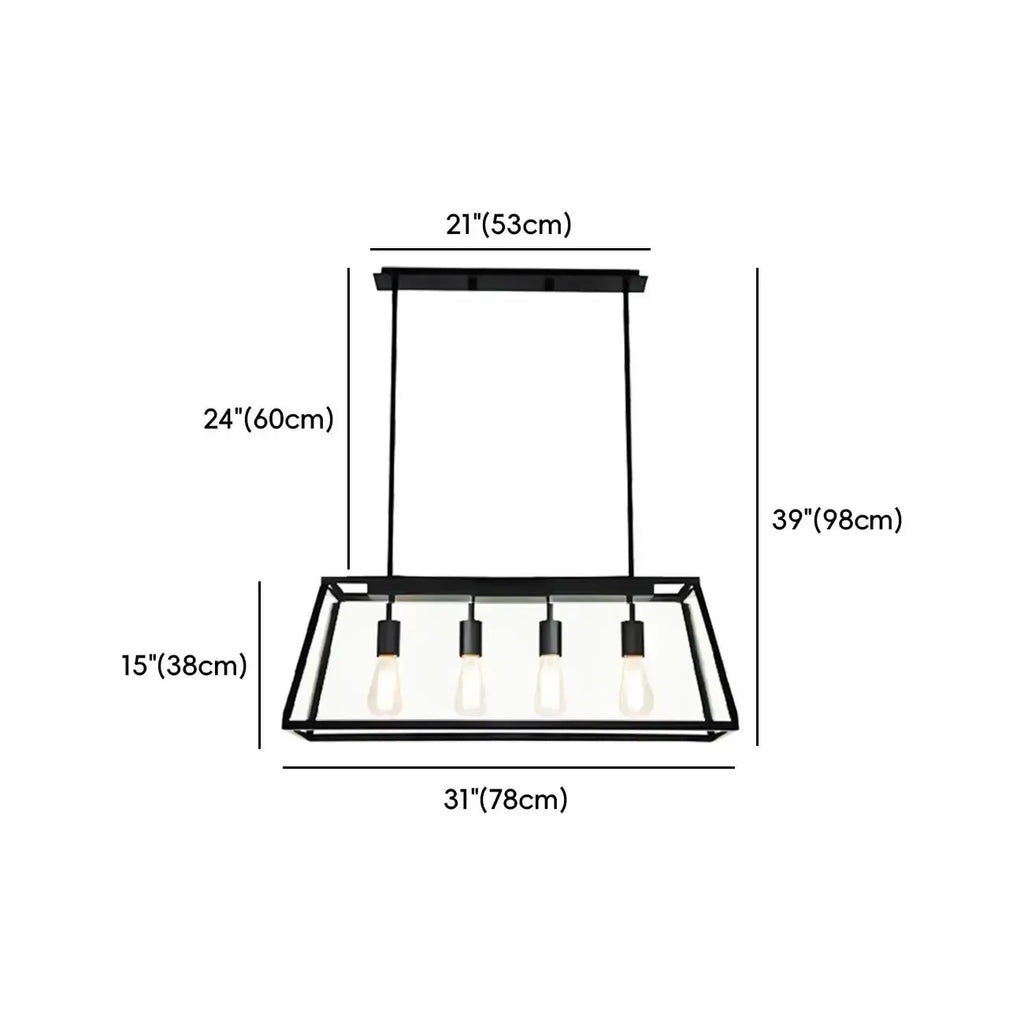 Industrial Black Rectangle Adjustable Kitchen Island Light