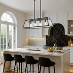 Industrial Black Rectangle Adjustable Kitchen Island Light