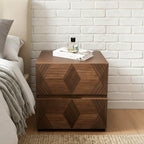 Elegant Nut Brown Narrow 2-drawer Wood Nightstand