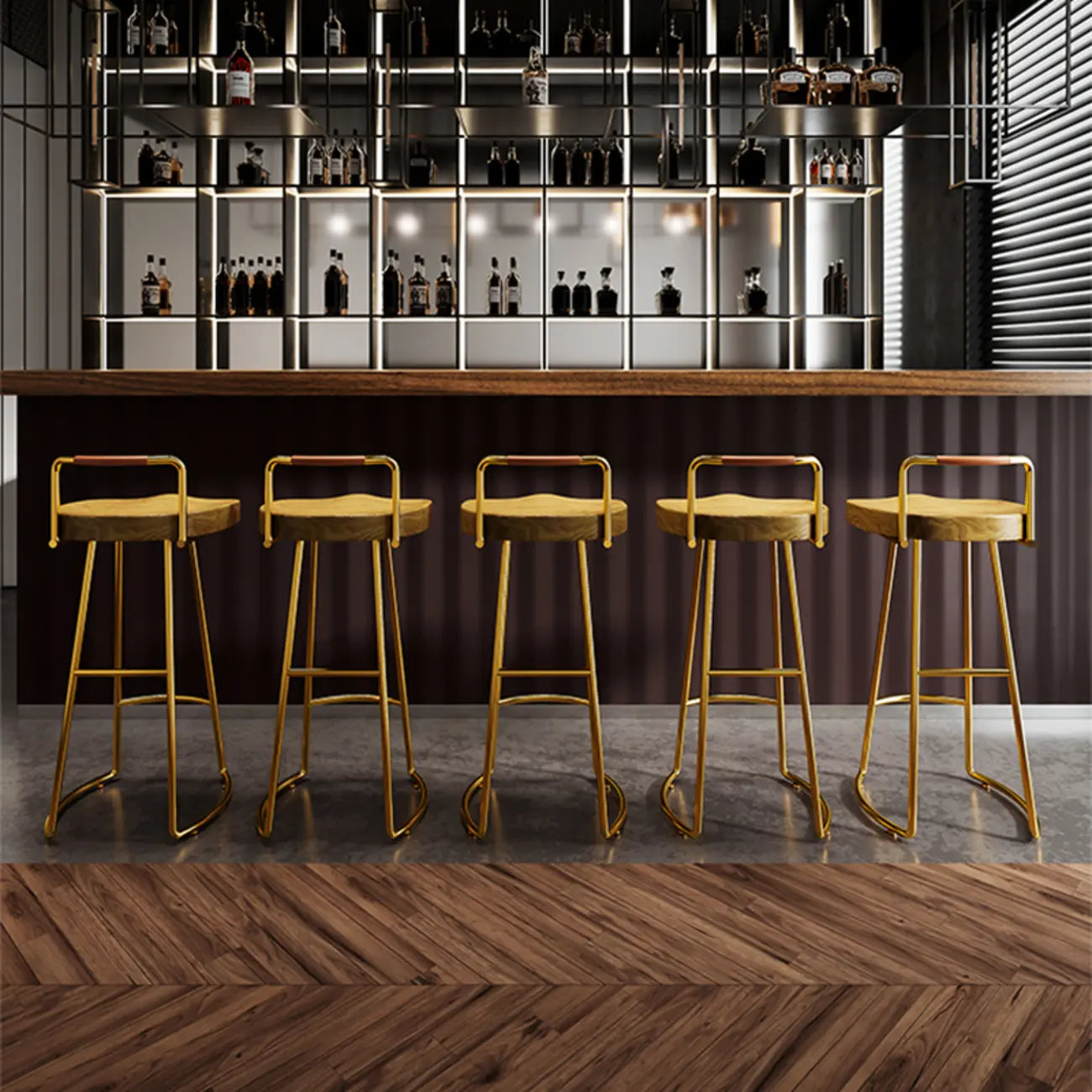 Modern Nordic Solid Wood Bar Stool Set of 2