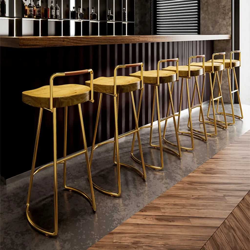 Modern Nordic Solid Wood Bar Stool Set of 2
