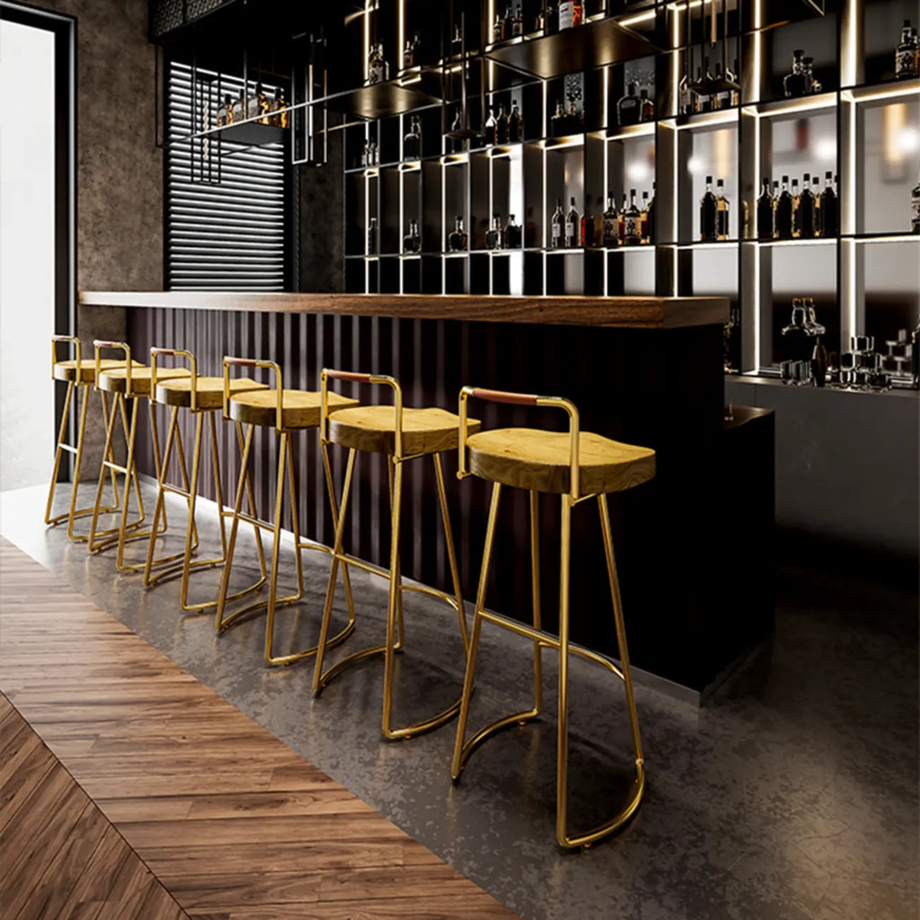 Modern Nordic Solid Wood Bar Stool Set of 2
