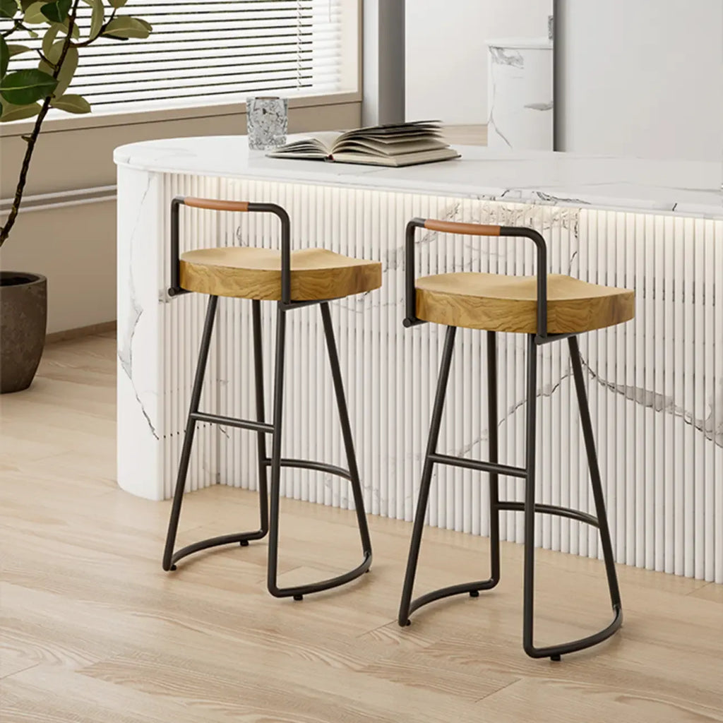 Modern Nordic Solid Wood Bar Stool Set of 2