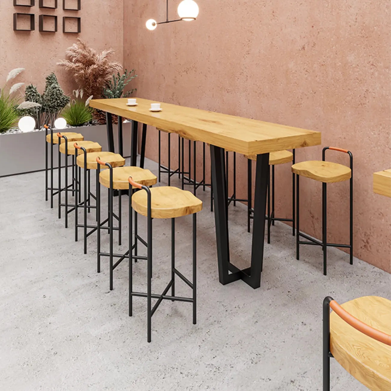 Modern Nordic Solid Wood Bar Stool Set of 2