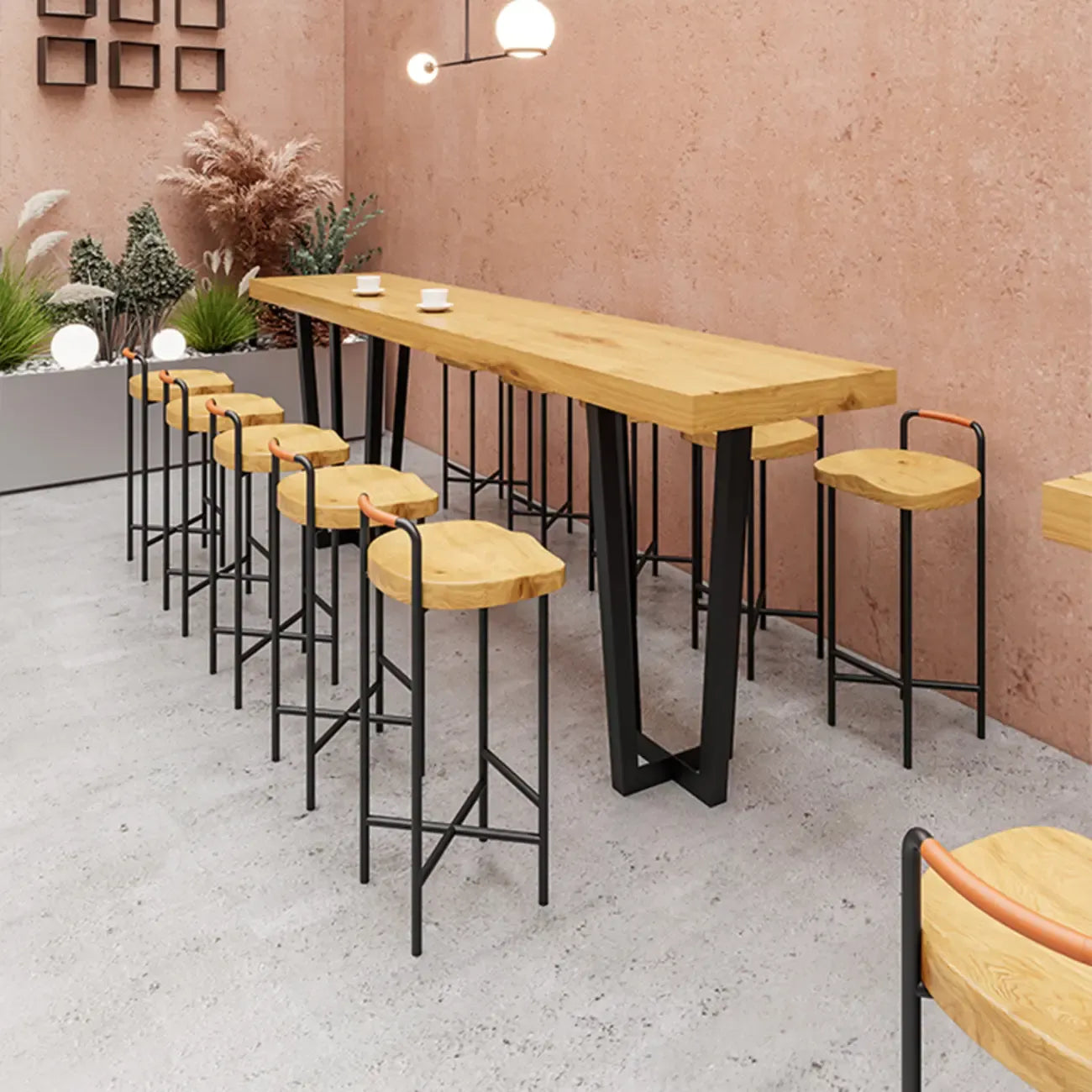 Modern Nordic Solid Wood Bar Stool Set of 2