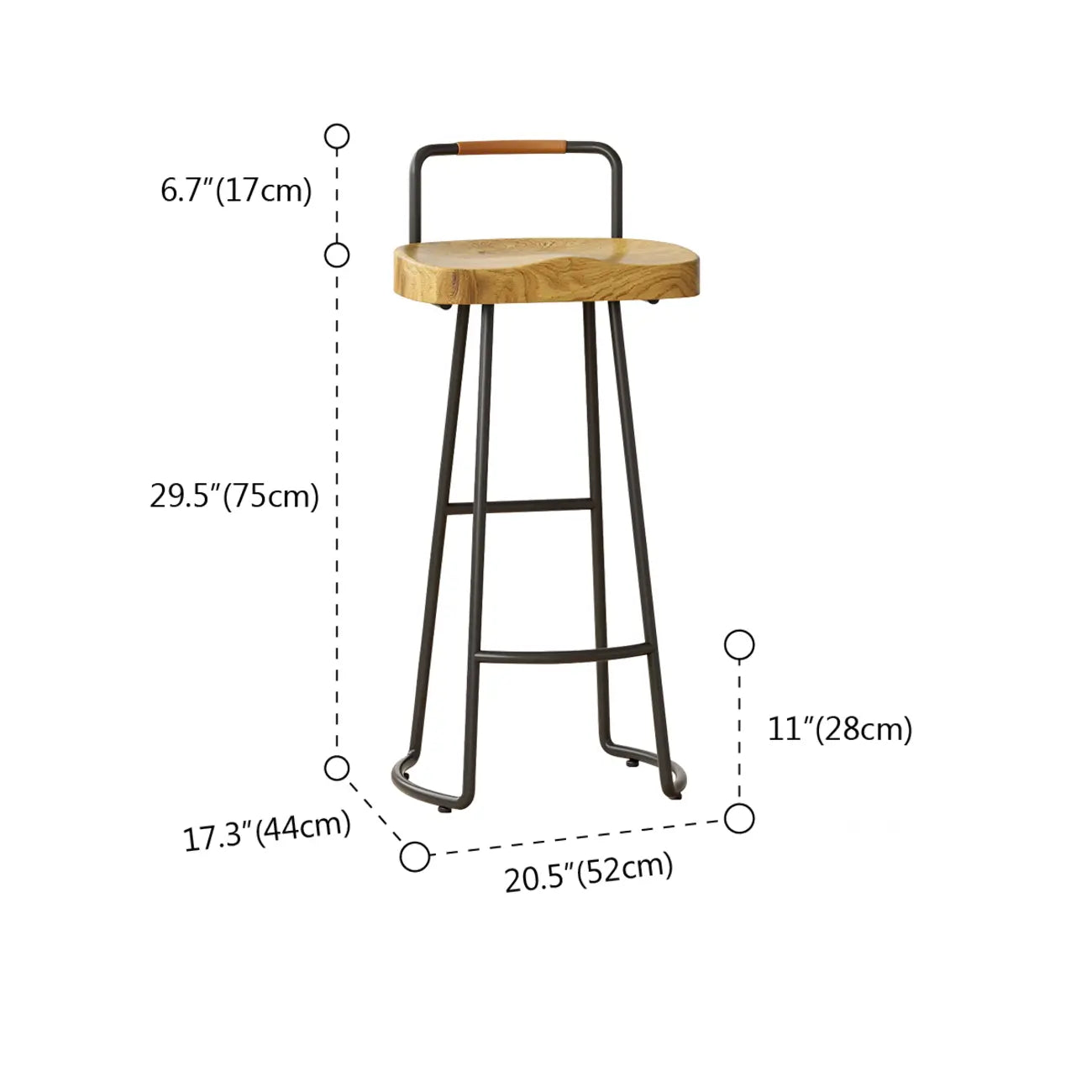 Modern Nordic Solid Wood Bar Stool Set of 2