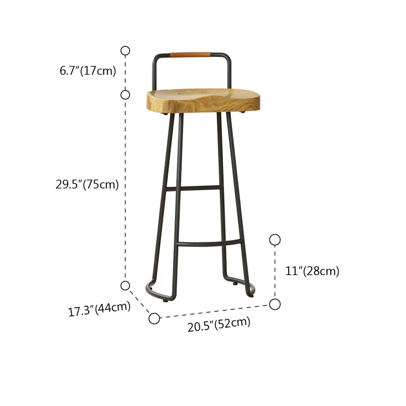 Modern Nordic Solid Wood Bar Stool Set of 2
