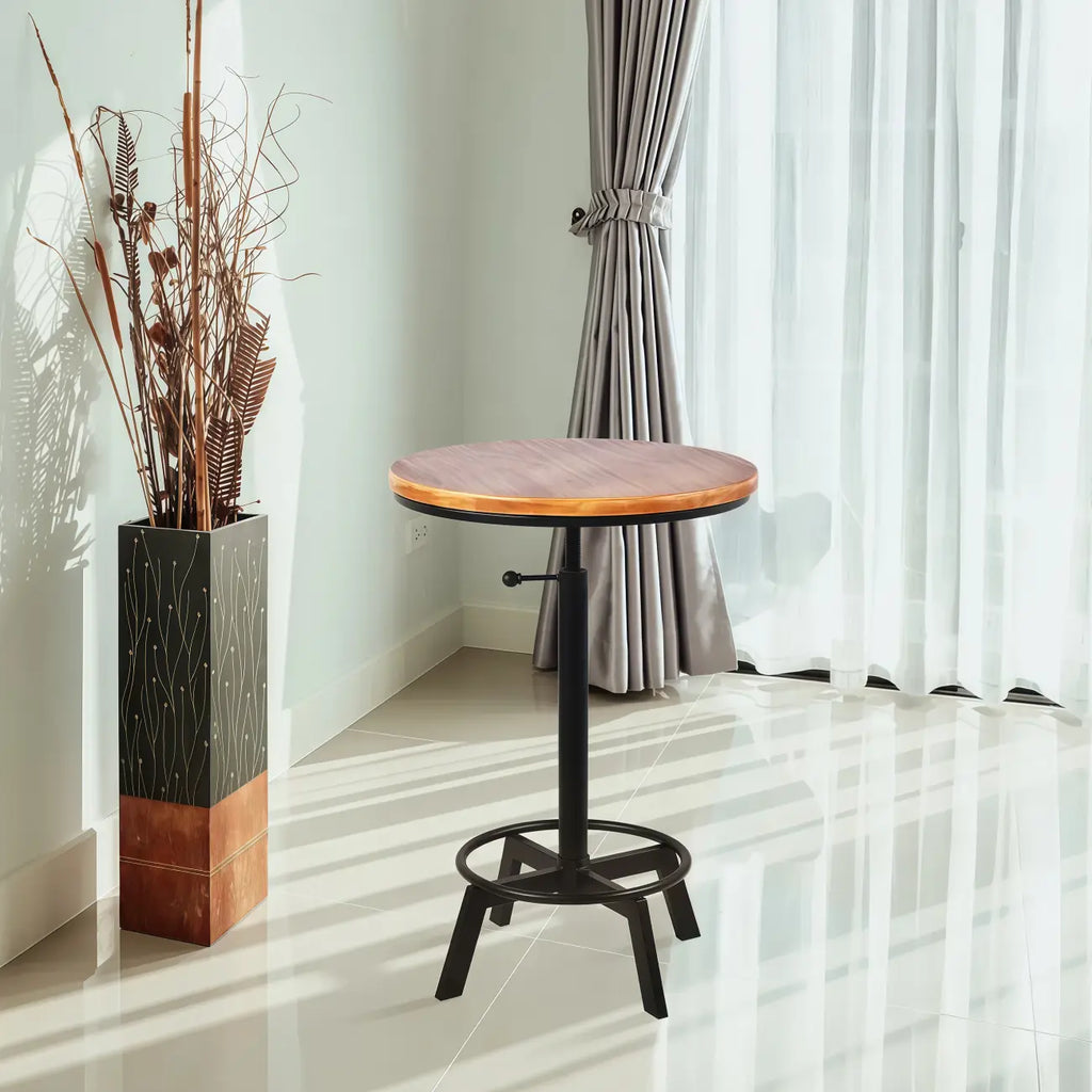 Retro Industrial Circular Adjustable Bar Table