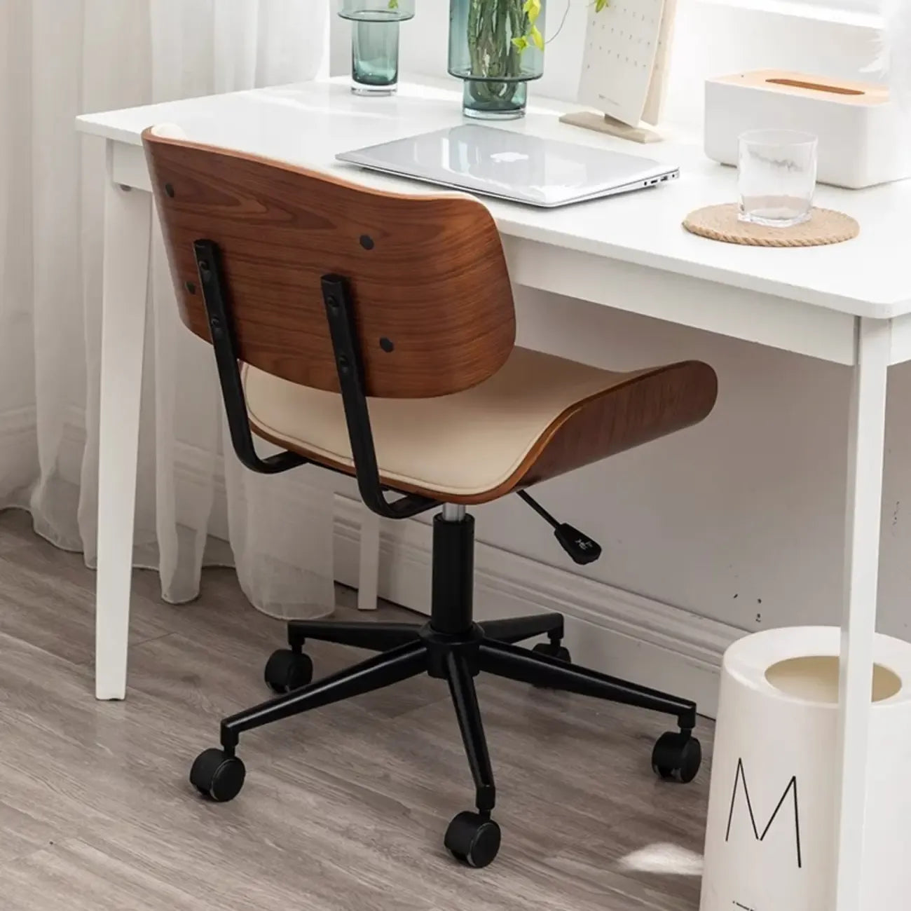 Black Adjustable Leather Swivel Ergonomic Office Chair