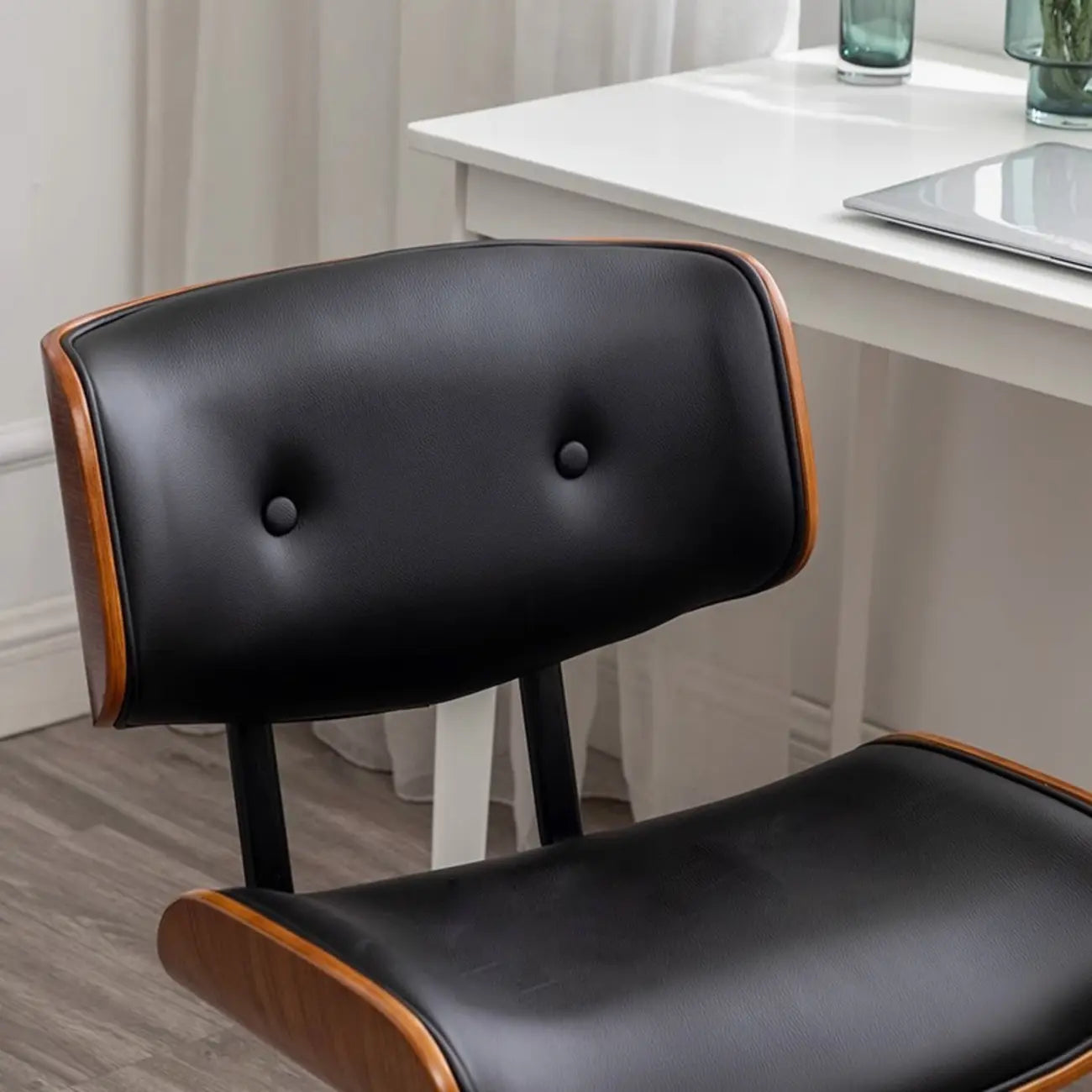 Black Adjustable Leather Swivel Ergonomic Office Chair