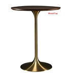 Round Glam Brown Gold Metal Tulip Base Bar Tables