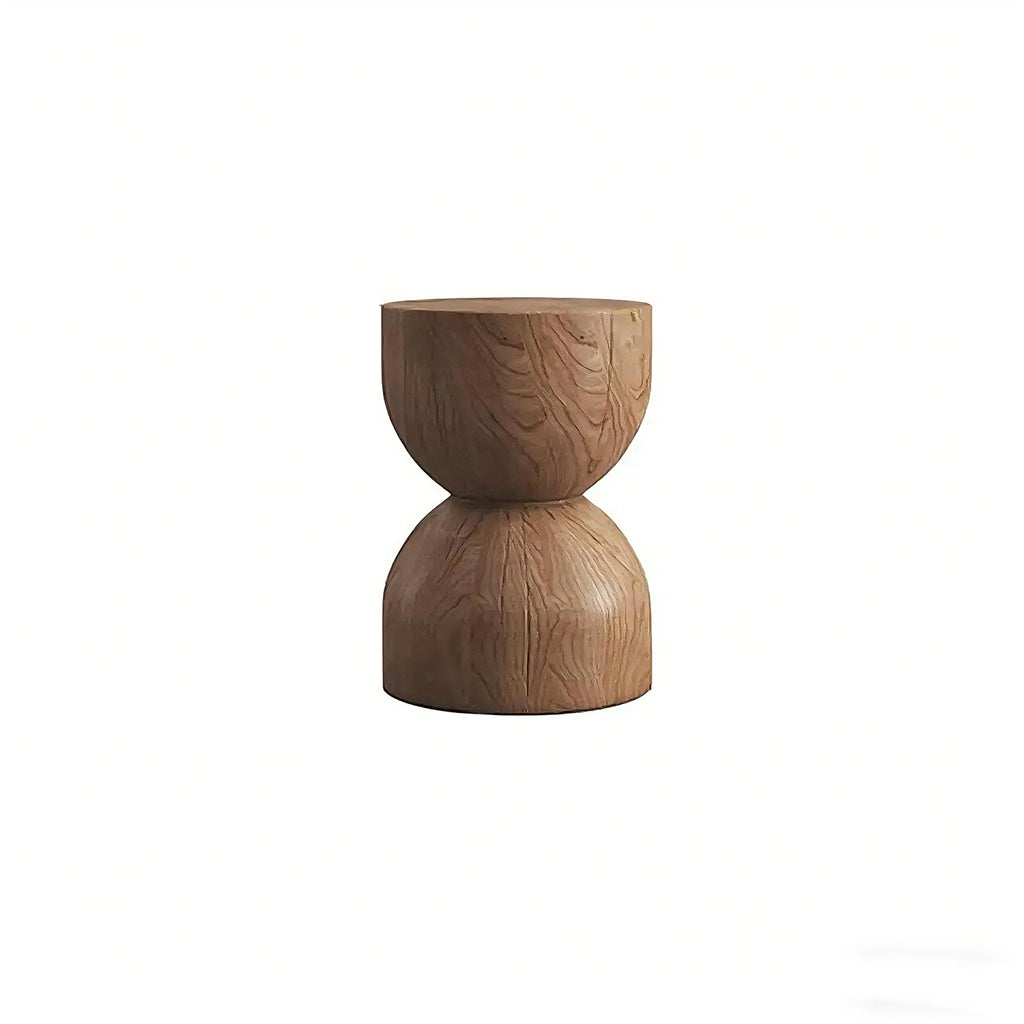 Modern Wooden Drum End Table with Unflip Top for Living Room