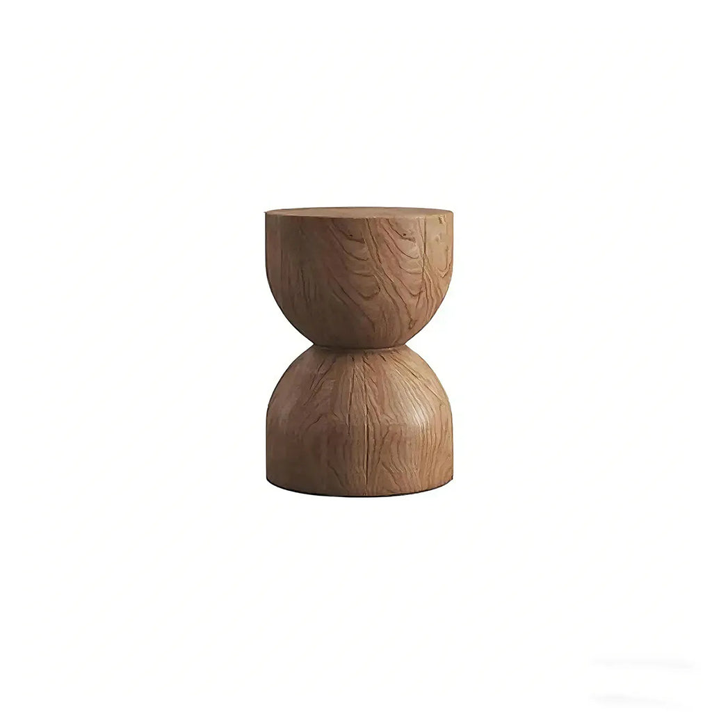 Modern Wooden Drum End Table with Unflip Top for Living Room