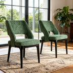Modern Green Cotton Linen Upholstered Dining Chair