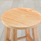 Round Oak Wood Backless Counter Height Bar Stool