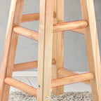 Round Oak Wood Backless Counter Height Bar Stool