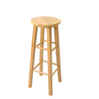 Round Oak Wood Backless Counter Height Bar Stool