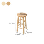 Round Oak Wood Backless Counter Height Bar Stool