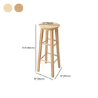 Round Oak Wood Backless Counter Height Bar Stool