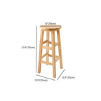 Round Oak Wood Backless Counter Height Bar Stool