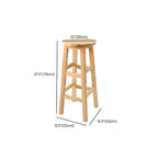 Round Oak Wood Backless Counter Height Bar Stool