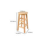 Round Oak Wood Backless Counter Height Bar Stool