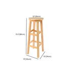 Round Oak Wood Backless Counter Height Bar Stool