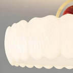 Drum Shape Beige Semi-Flush Ceiling Light with Plastic Shade