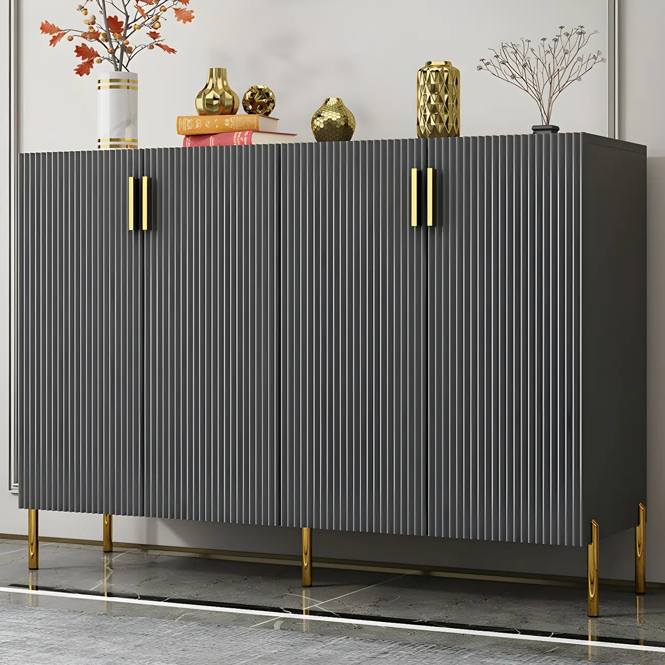 Contemporary Blue Wooden Shoe Storage Cabinet