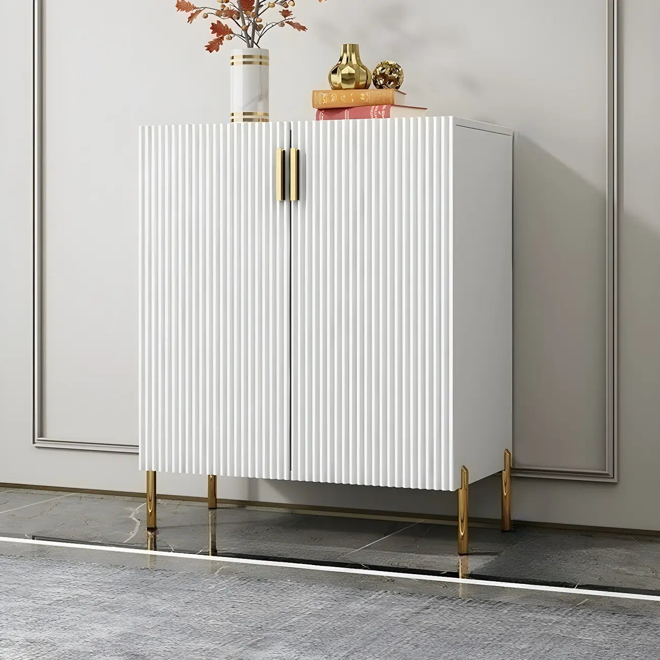 Contemporary Blue Wooden Shoe Storage Cabinet