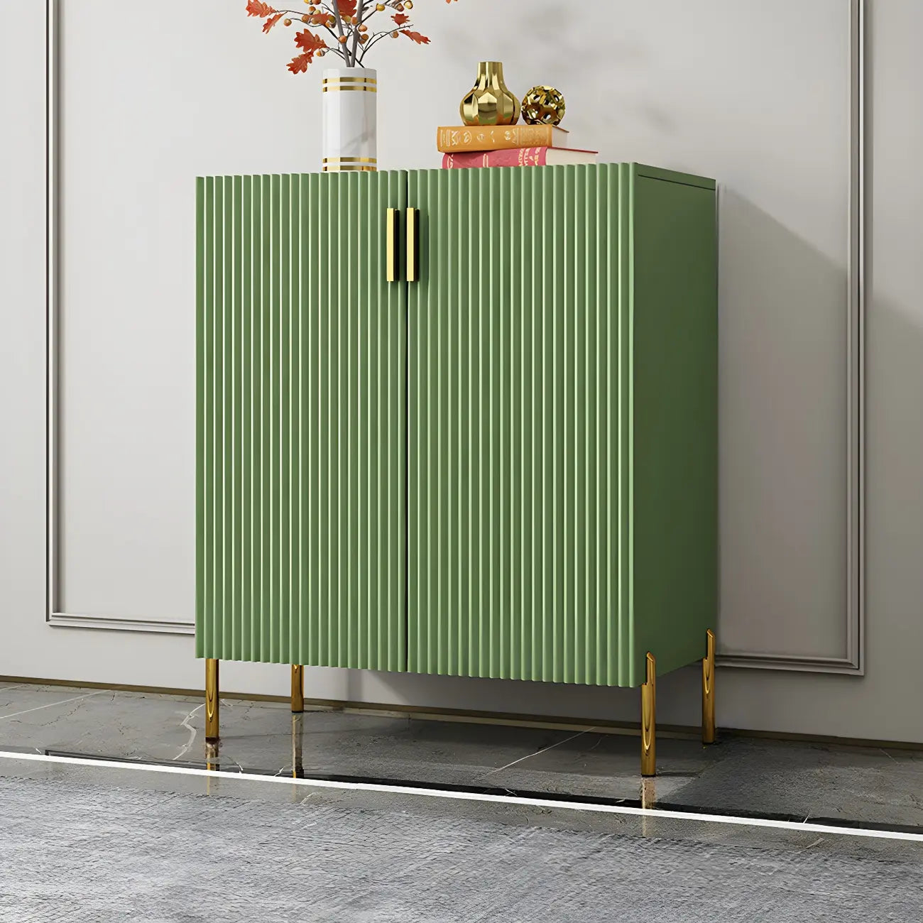 Contemporary Blue Wooden Shoe Storage Cabinet