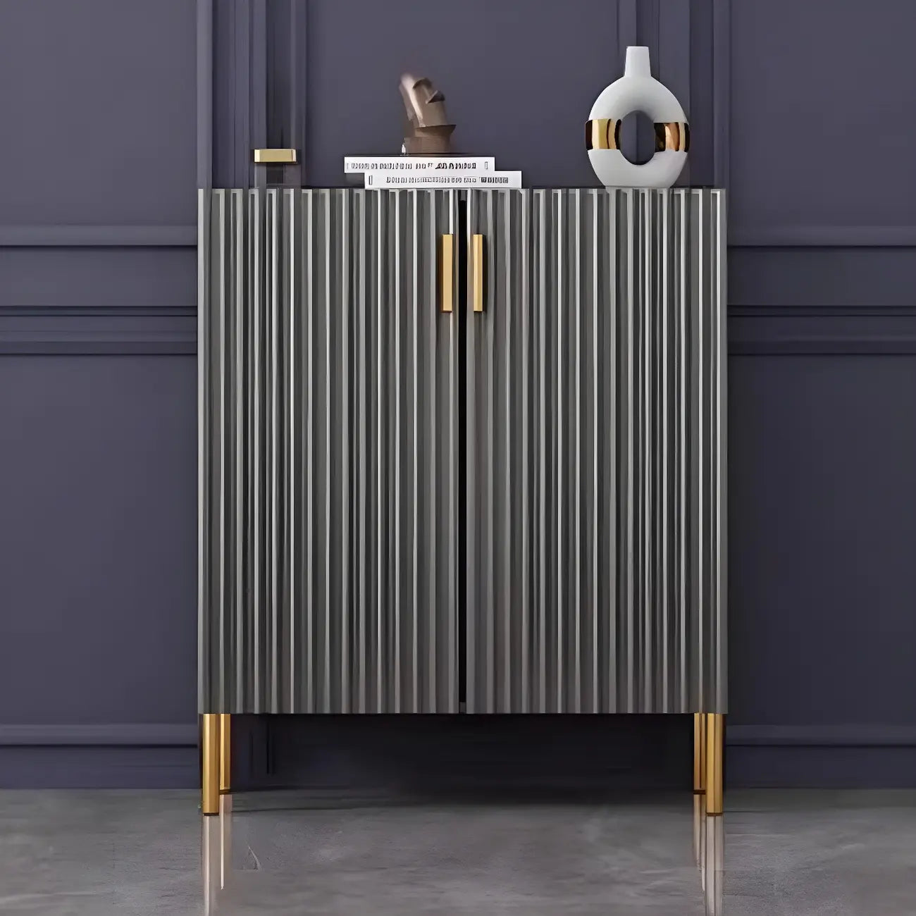 Contemporary Blue Wooden Shoe Storage Cabinet