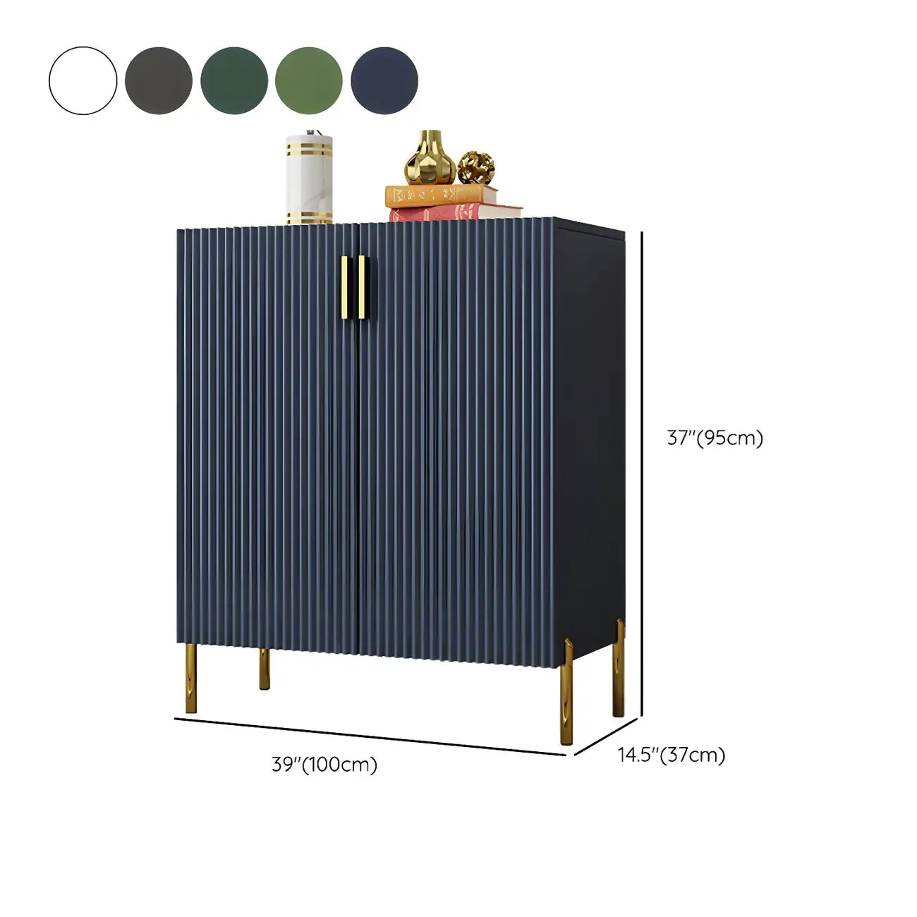 Contemporary Blue Wooden Shoe Storage Cabinet