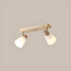 Natural Wood White Cone Glass Adjustable Semi Flush Track Light