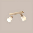 Natural Wood White Cone Glass Adjustable Semi Flush Track Light