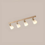 Natural Wood White Cone Glass Adjustable Semi Flush Track Light