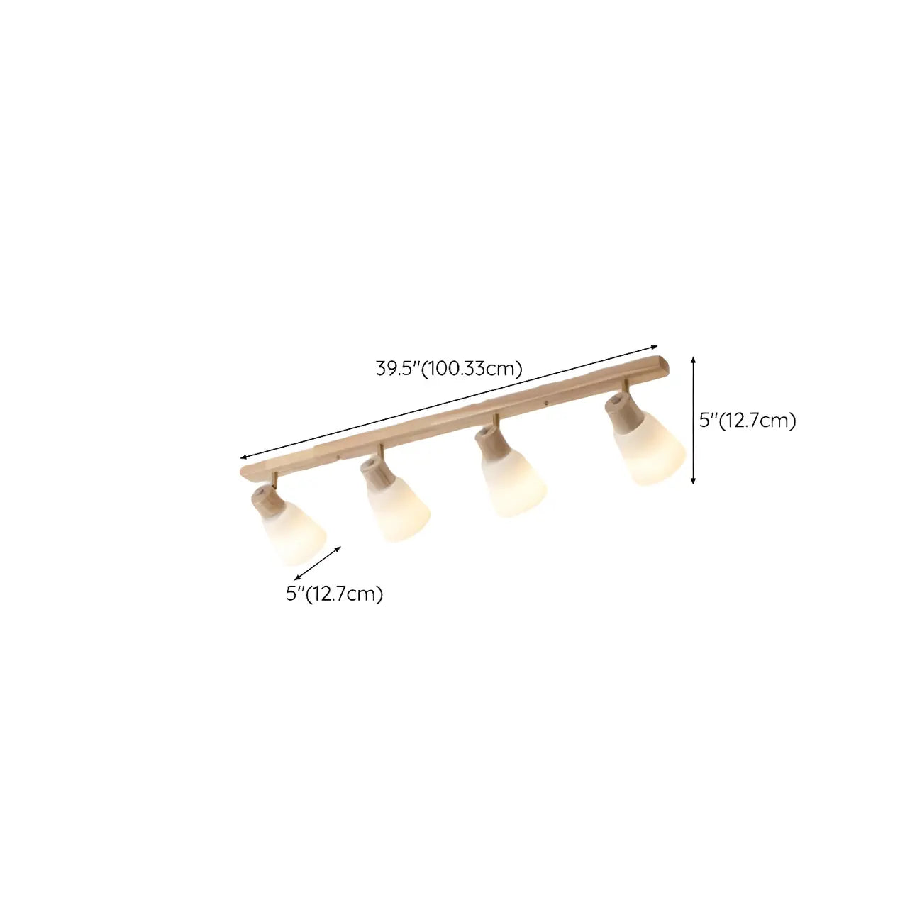 Natural Wood White Cone Glass Adjustable Semi Flush Track Light