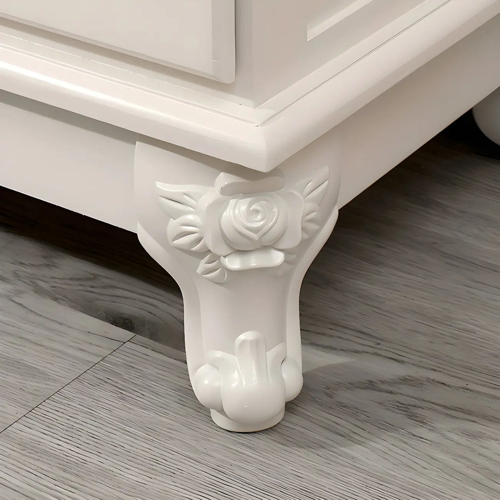 Elegant Classic Lacquered White Brown Wooden Storage Chest