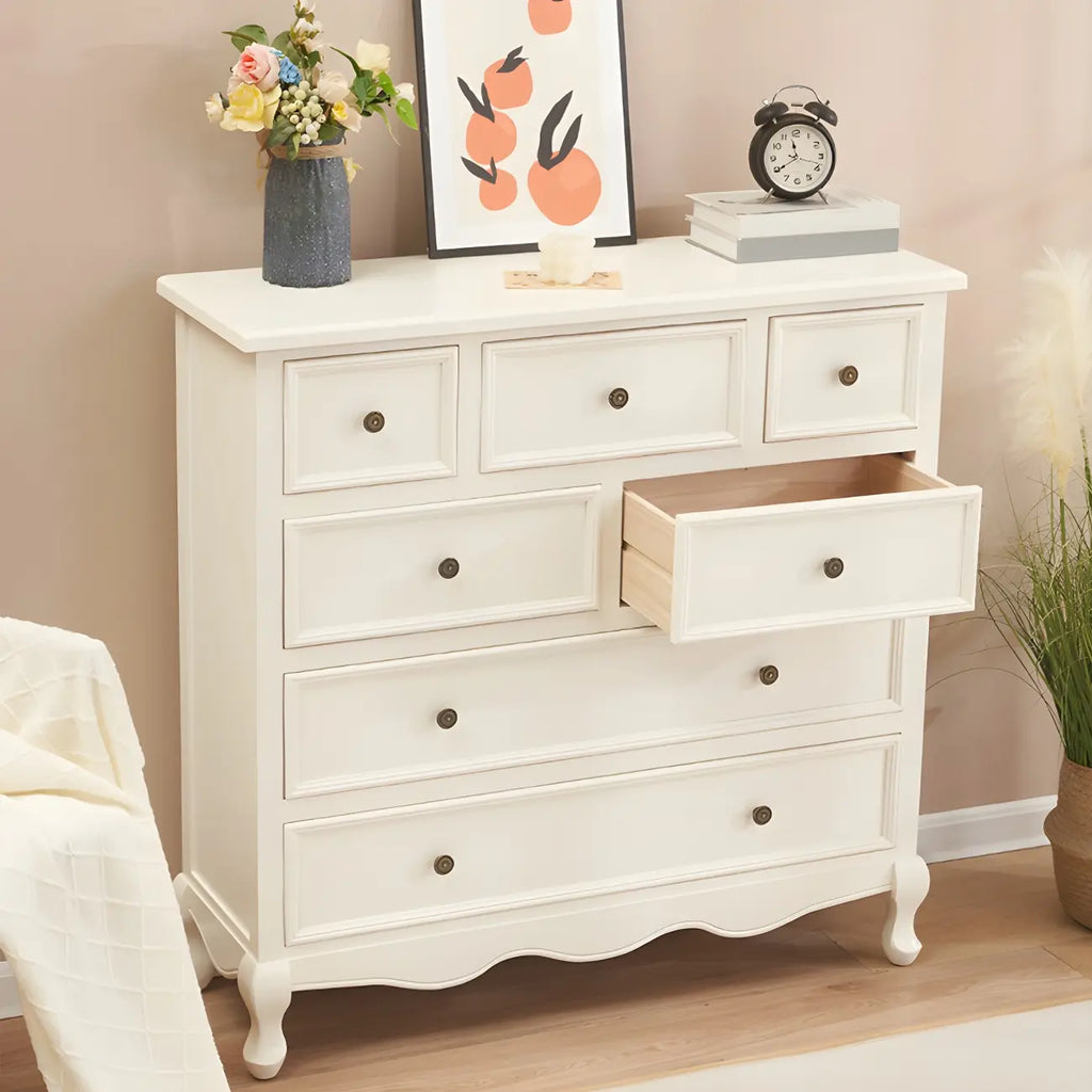 Elegant Classic Lacquered White Brown Wooden Storage Chest