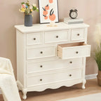 Elegant Classic Lacquered White Brown Wooden Storage Chest